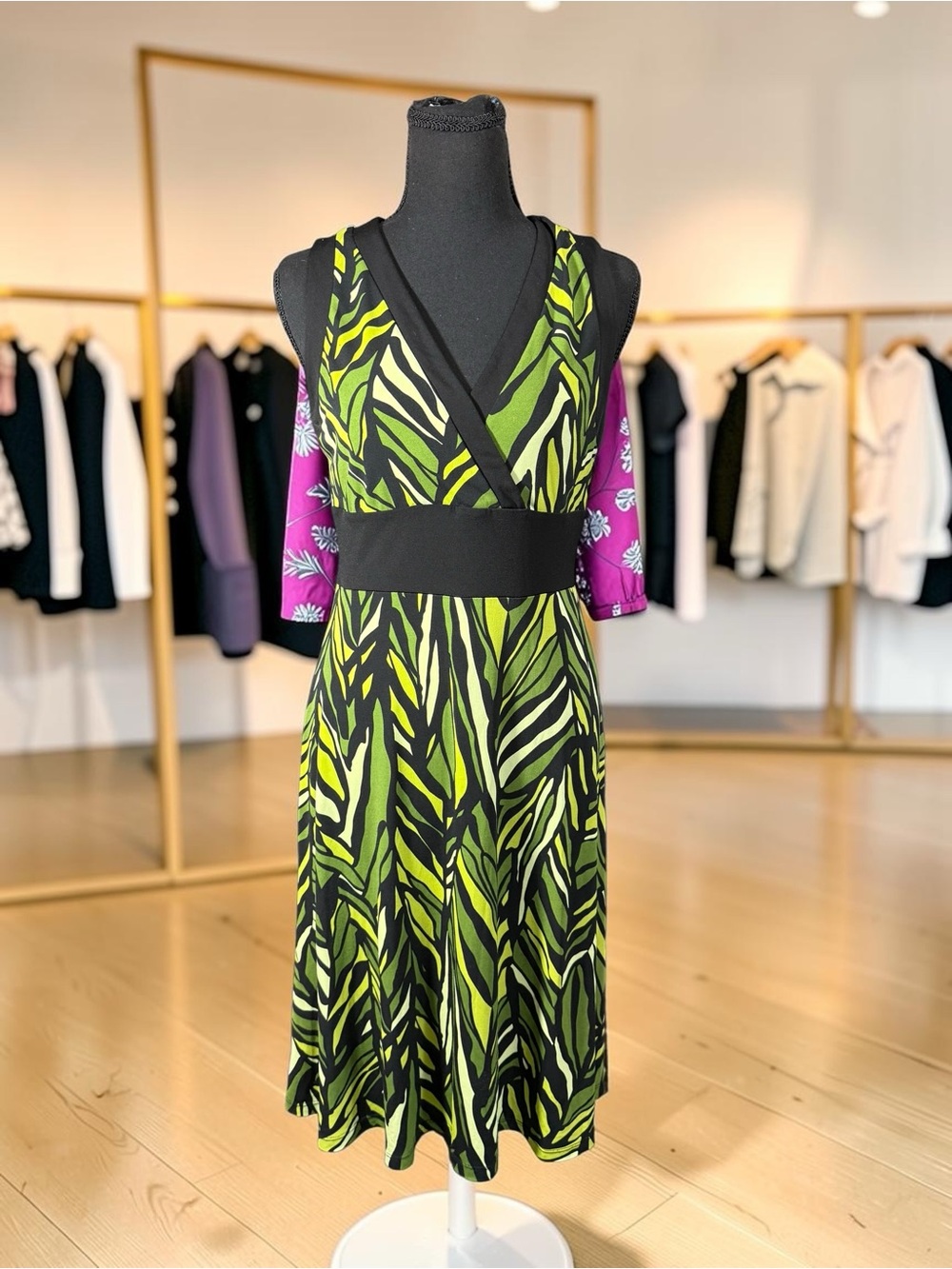 Apt. 9 Neon Lime and Black Zebra-Print Midi Dress